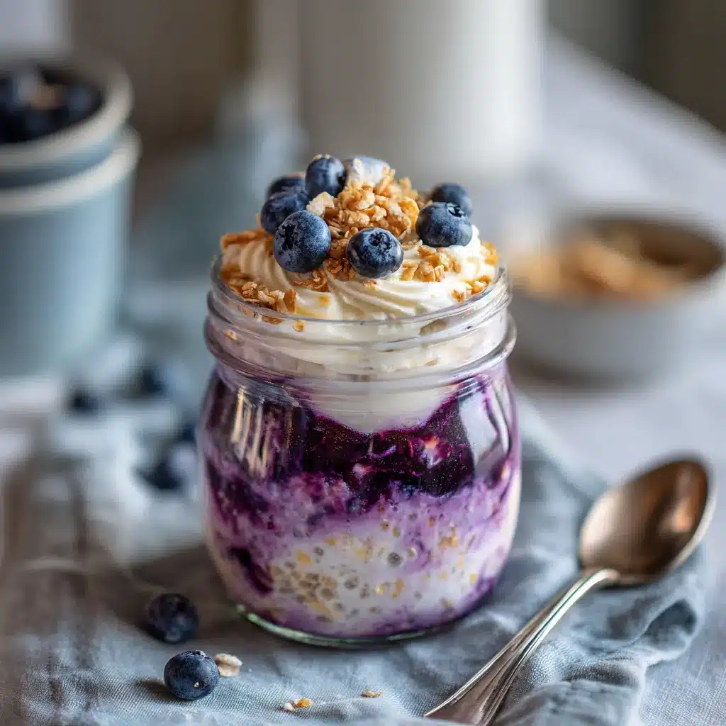 Blueberry cheesecake protein overnight oats without protein powder