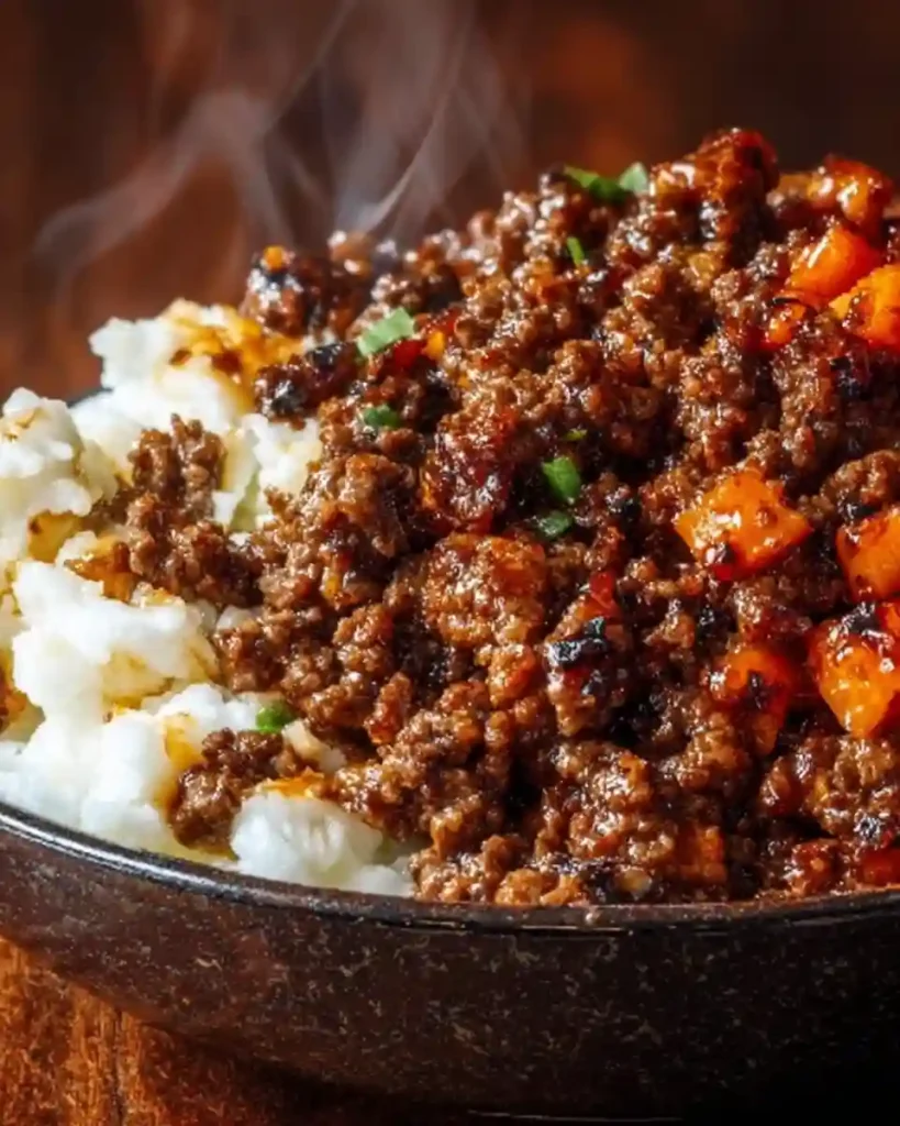 Ground Beef Hot Honey Bowl