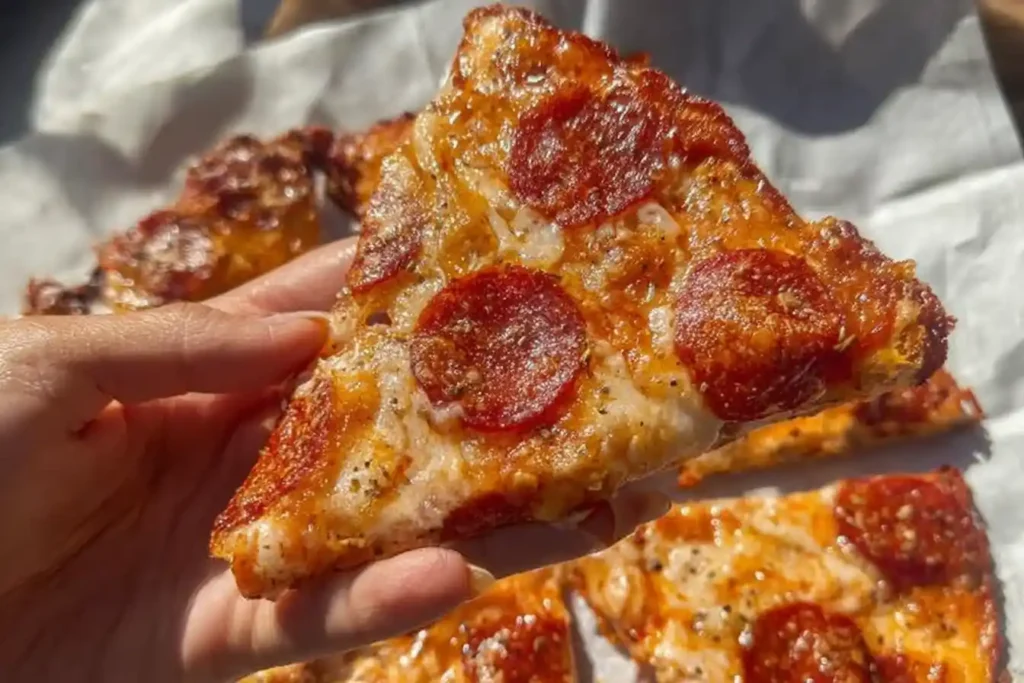 Delicious Chicken Crust Pizza topped with cheese and vegetables