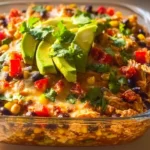 Delicious chicken enchilada bowl with cottage cheese and toppings.