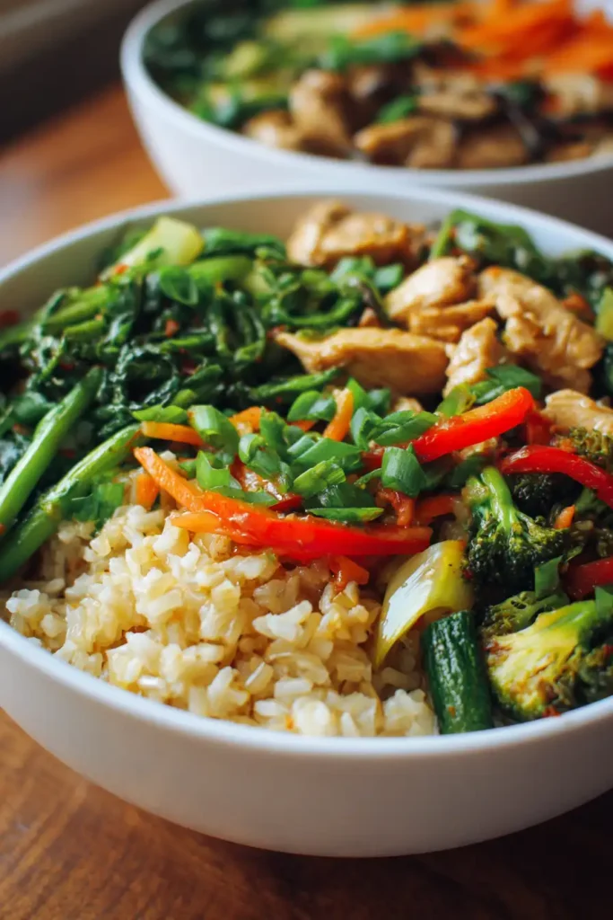 Healthy Veggie Chicken and Rice Bowl (Crockpot Edition) 5 Slow Cooker Veggie Chicken and Rice Bowl