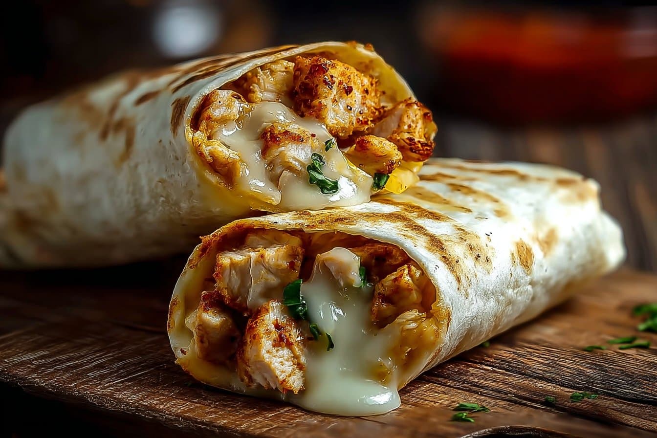 Cheesy Garlic Chicken Wraps 4 Cheesy Garlic Chicken Wraps