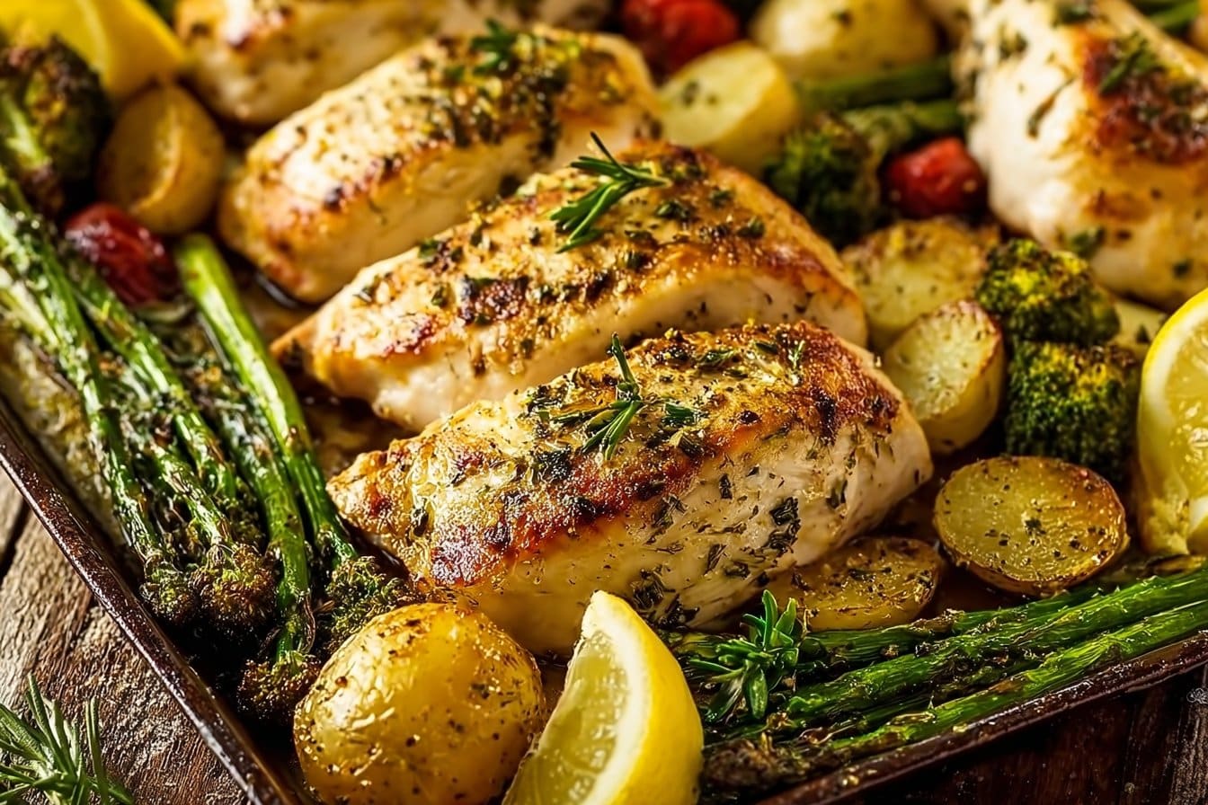 Sheet Pan Garlic Butter Chicken and Veggies 4 Sheet Pan Garlic Butter Chicken and Veggies