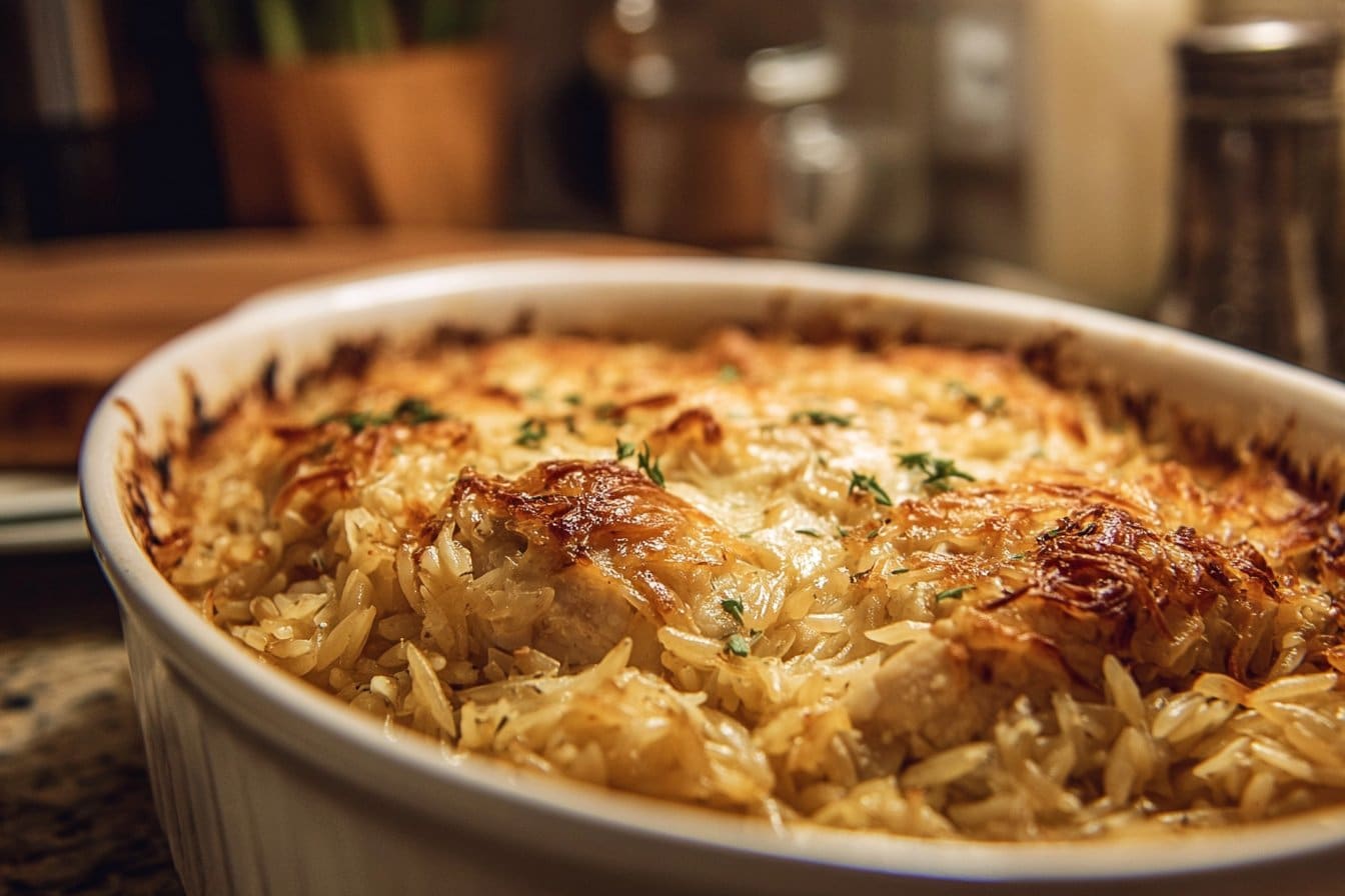 French Onion Chicken Orzo Casserole 4 French Onion Chicken Orzo Casserole