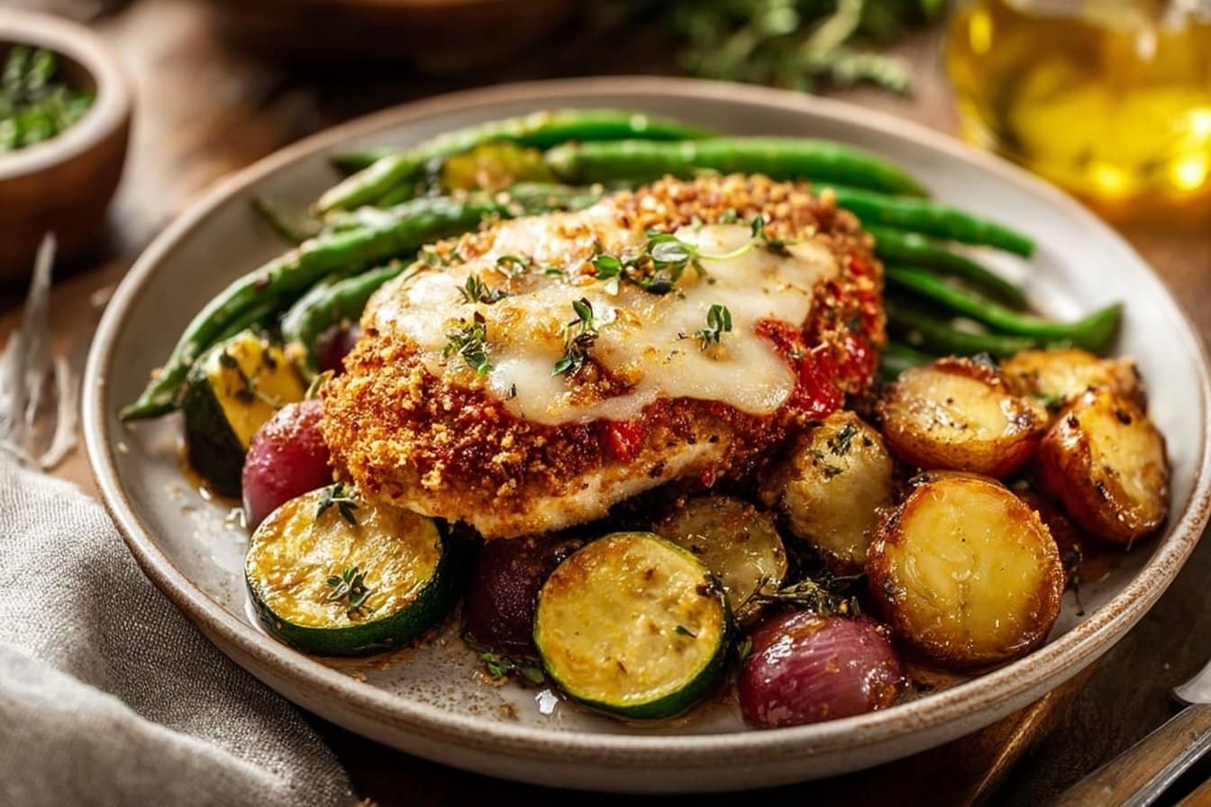 Healthy Chicken Parmesan with Roasted Veggies 4 Healthy Chicken Parmesan with Roasted Veggies