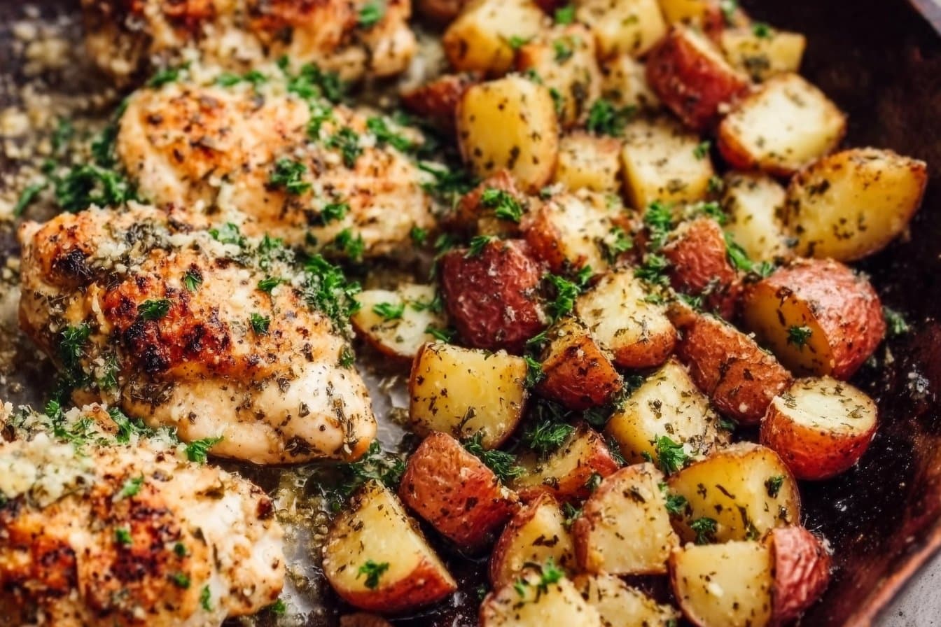 Garlic Parmesan Chicken & Potatoes 4 Garlic Parmesan Chicken & Potatoes