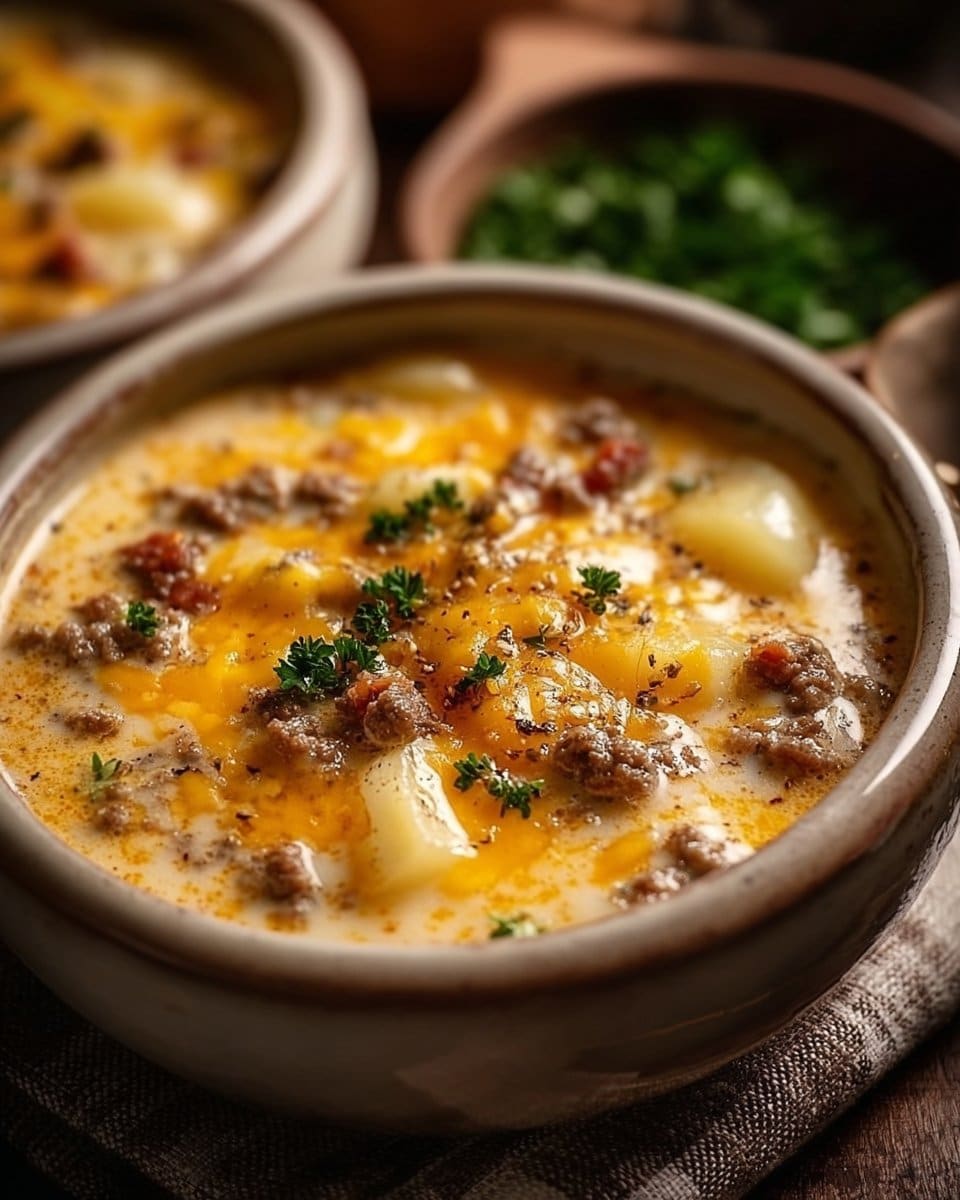 Creamy Cheesy Hamburger Potato Soup 4 Cheesy Hamburger Potato Soup