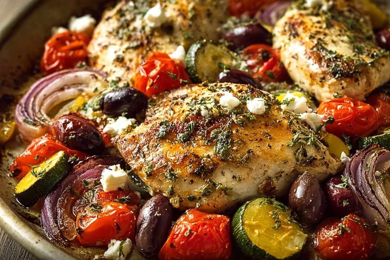 Sheet Pan Greek Chicken & Veggies 4 Sheet Pan Greek Chicken & Veggies