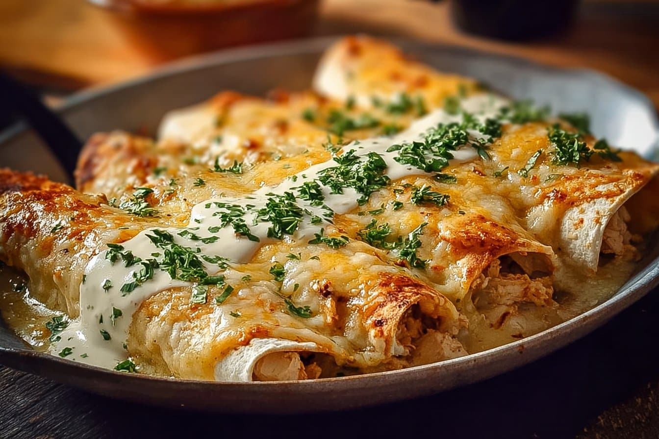 38g Protein Chicken Enchiladas with Dreamy White Sauce 4 38g Protein Chicken Enchiladas with Dreamy White Sauce