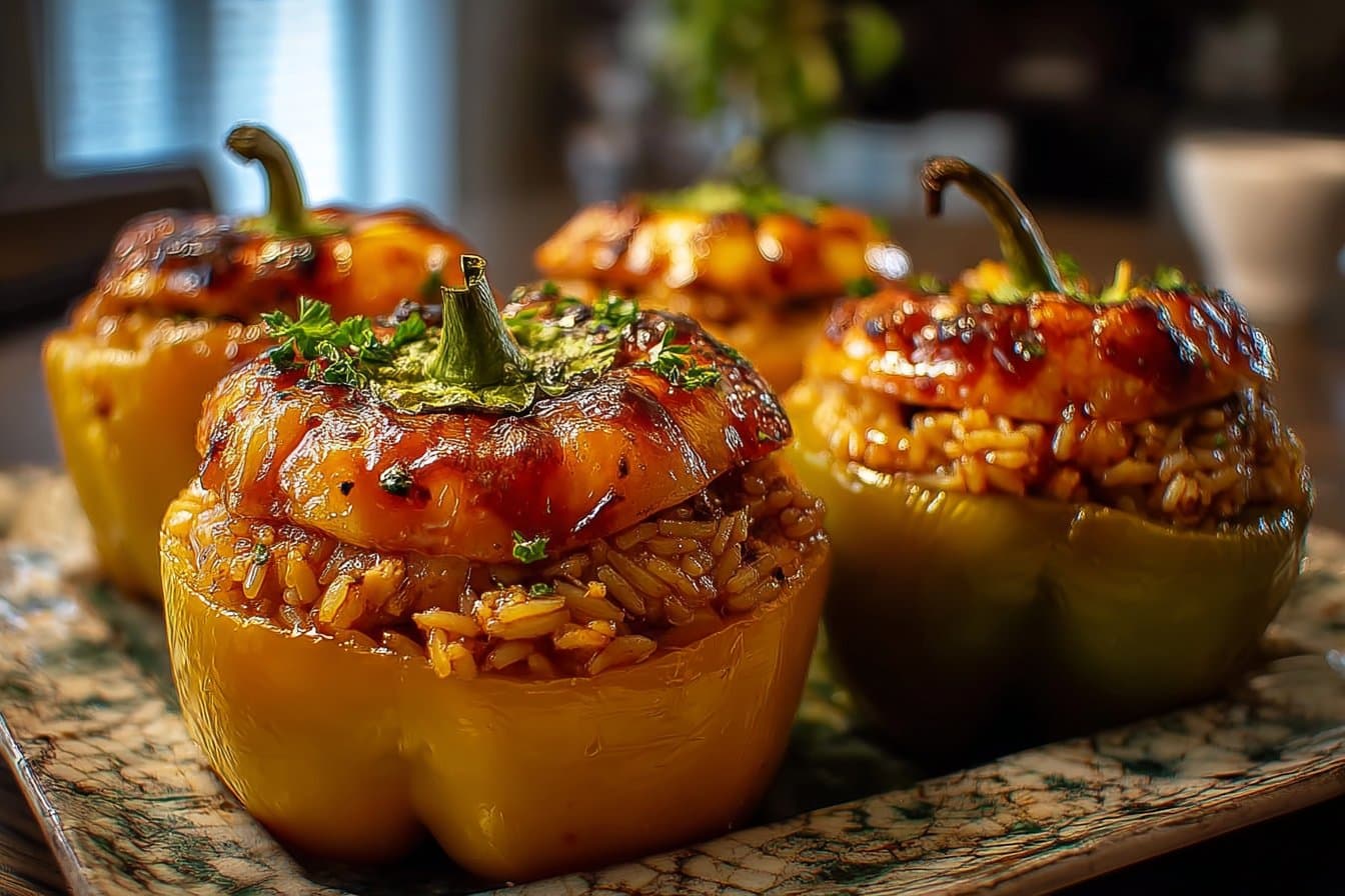 Teriyaki Pineapple Chicken and Rice Stuffed Peppers 4 Teriyaki Pineapple Chicken and Rice Stuffed Peppers