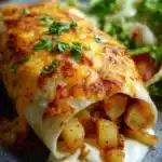Delicious cheesy potato burritos wrapped in soft tortillas