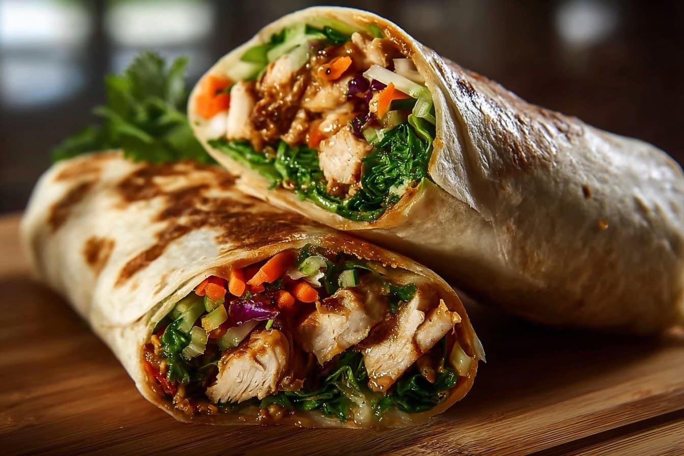 Thai Peanut Chicken Wraps 4 Thai Peanut Chicken Wraps