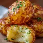 Mashed potato cheese puffs served on a plate, golden and crispy