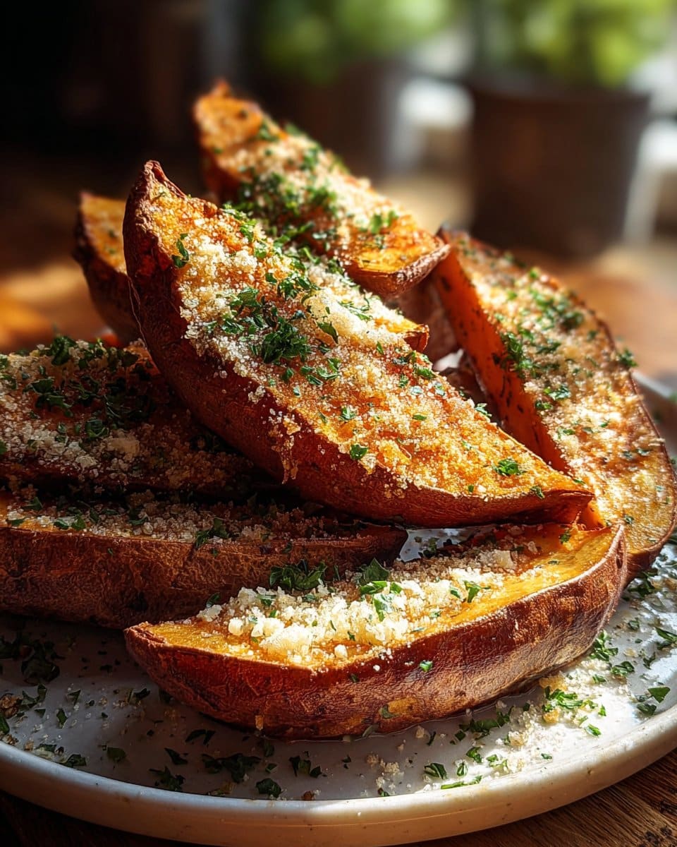 Garlic Parmesan Sweet Potato Wedges 4 Garlic Parmesan Sweet Potato Wedges