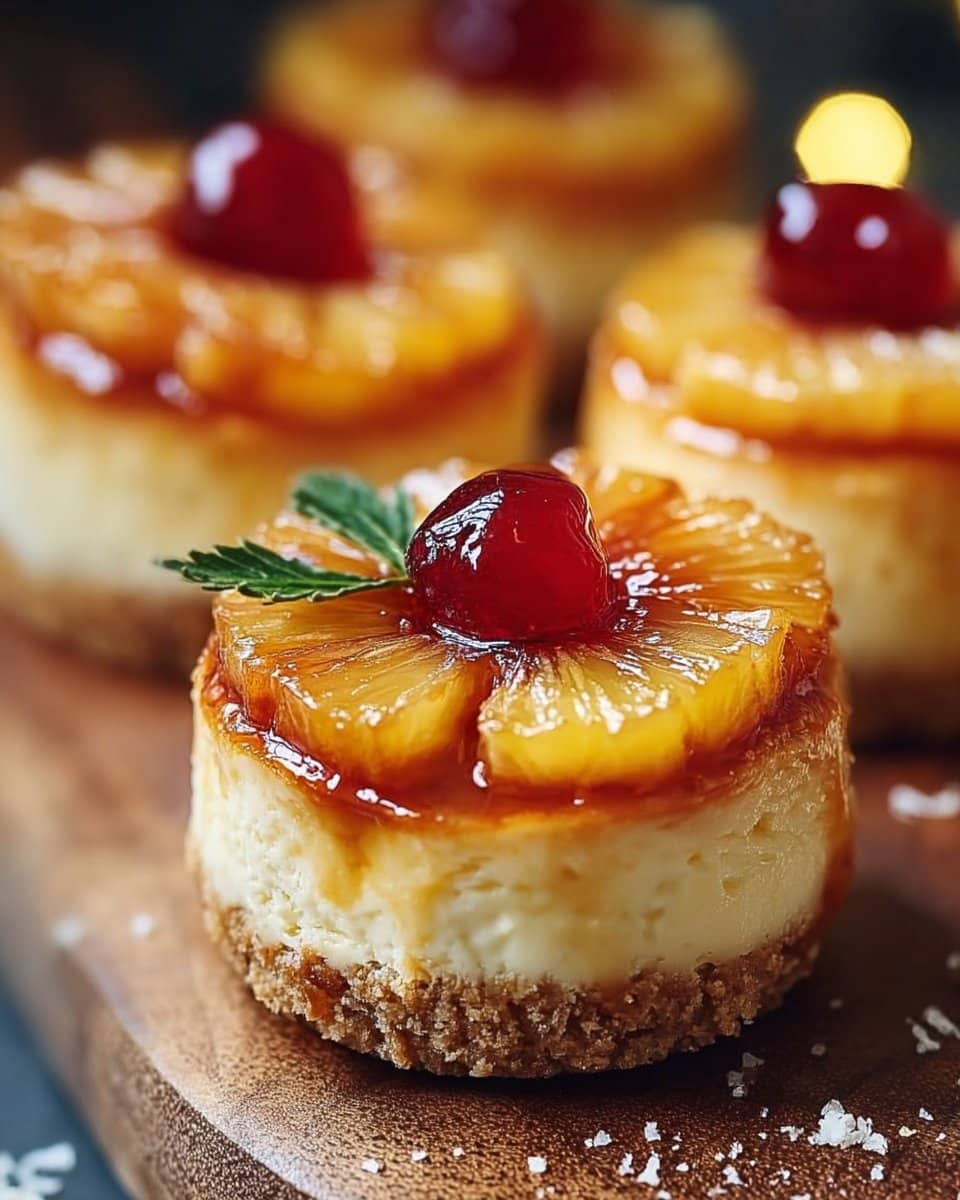 Mini Pineapple Upside-Down Cheesecakes 4 Mini Pineapple Upside-Down Cheesecakes