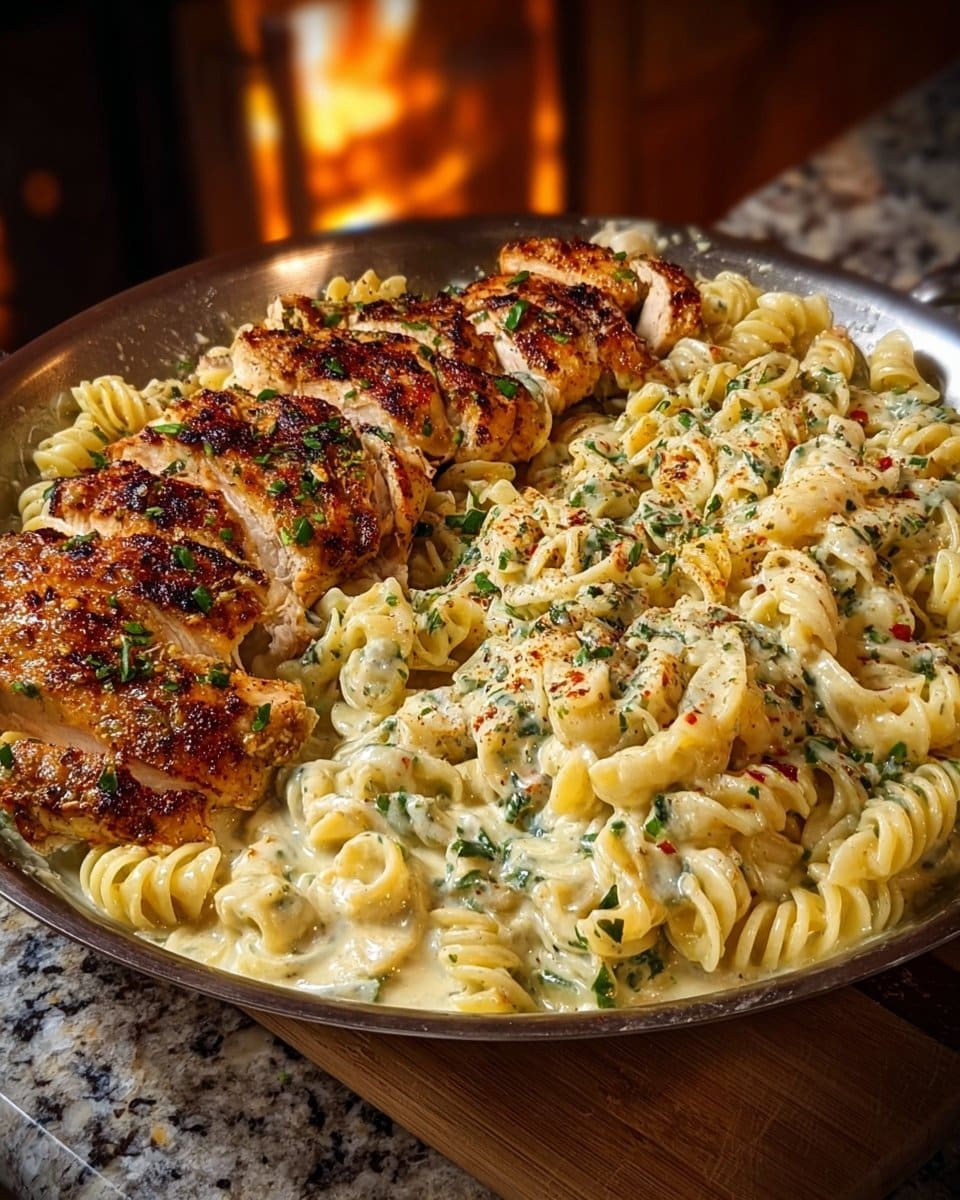Garlic Parmesan Chicken Twisted Pasta in Creamy Alfredo 4 Garlic Parmesan Chicken Twisted Pasta in Creamy Alfredo