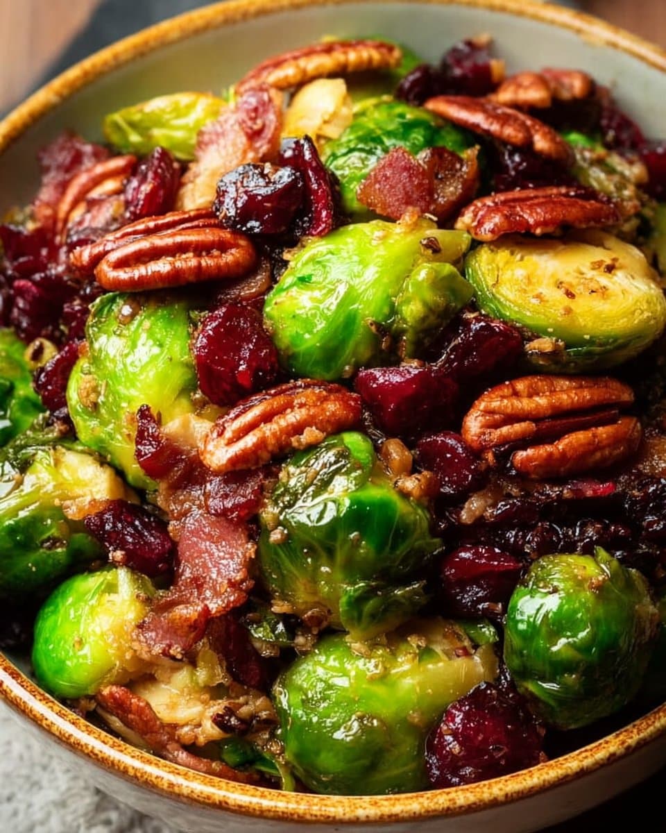 Brussels Sprouts with Bacon and Pecans 4 Brussels Sprouts with Bacon, Pecans, and Cranberries