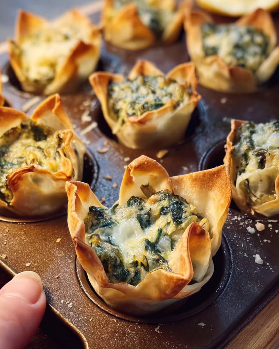Spinach and Artichoke Wonton Cups 4 Spinach and Artichoke Wonton Cups