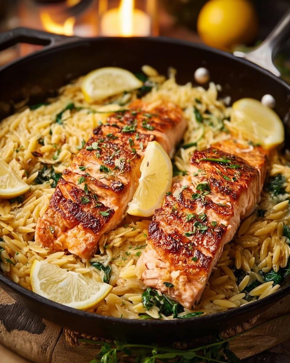One Skillet Salmon with Lemon Orzo 4 One Skillet Salmon with Lemon Orzo