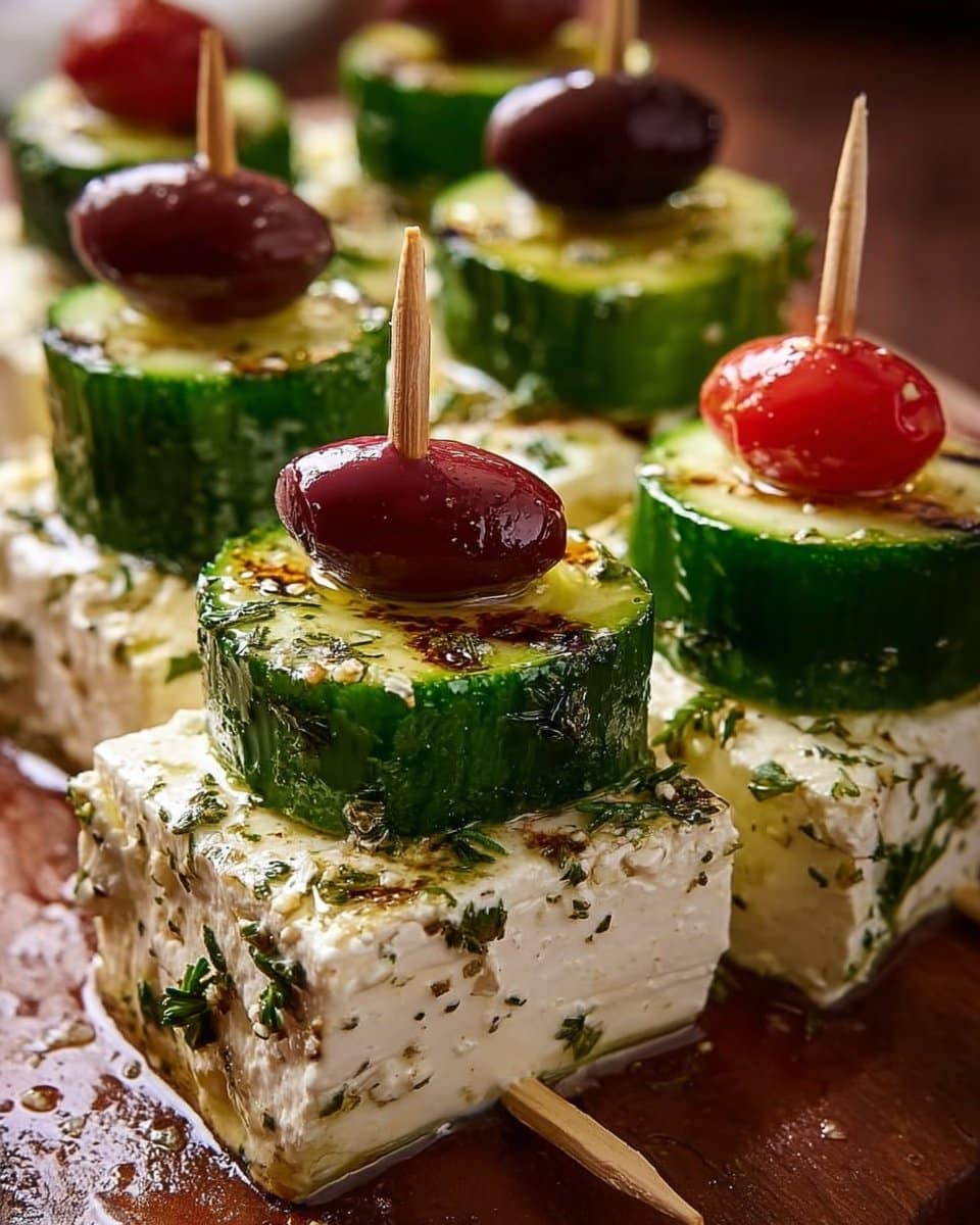 Greek Feta & Cucumber Bite Skewers 4 Greek Feta & Cucumber Bite Skewers