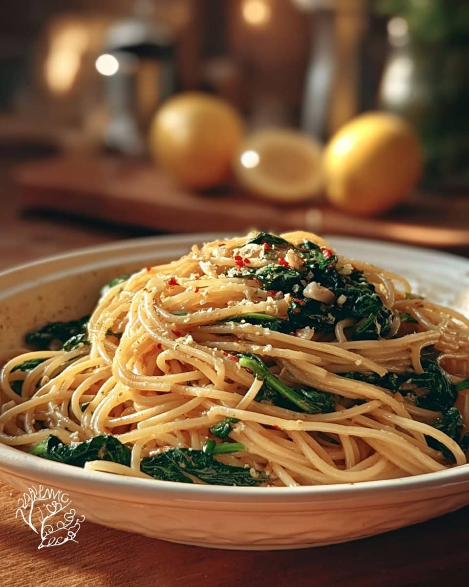Spaghetti with Garlic & Spinach 4 Spaghetti with Garlic & Spinach