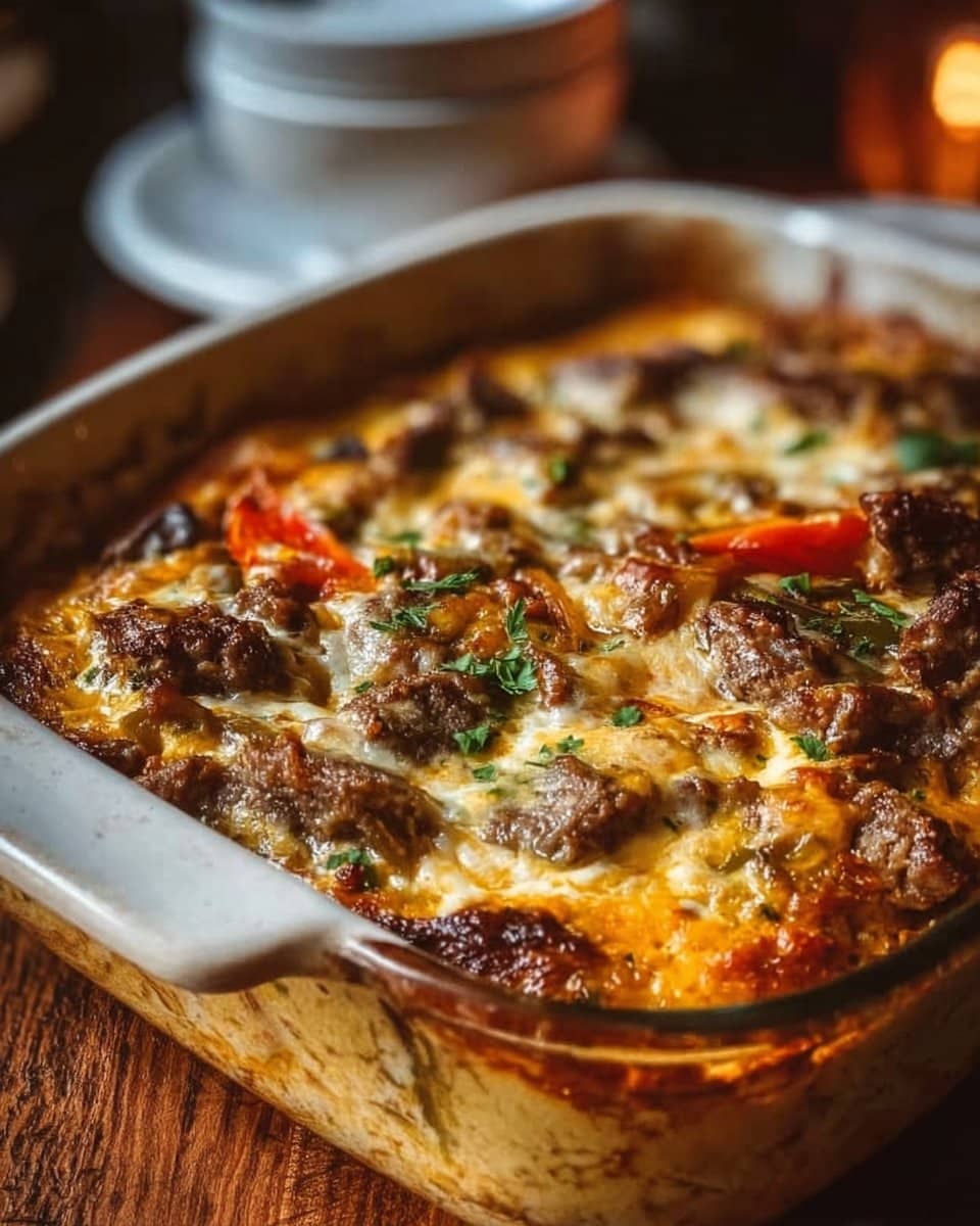 Low-Carb Philly Cheesesteak Casserole 4 Low Carb Philly Cheesesteak Casserole