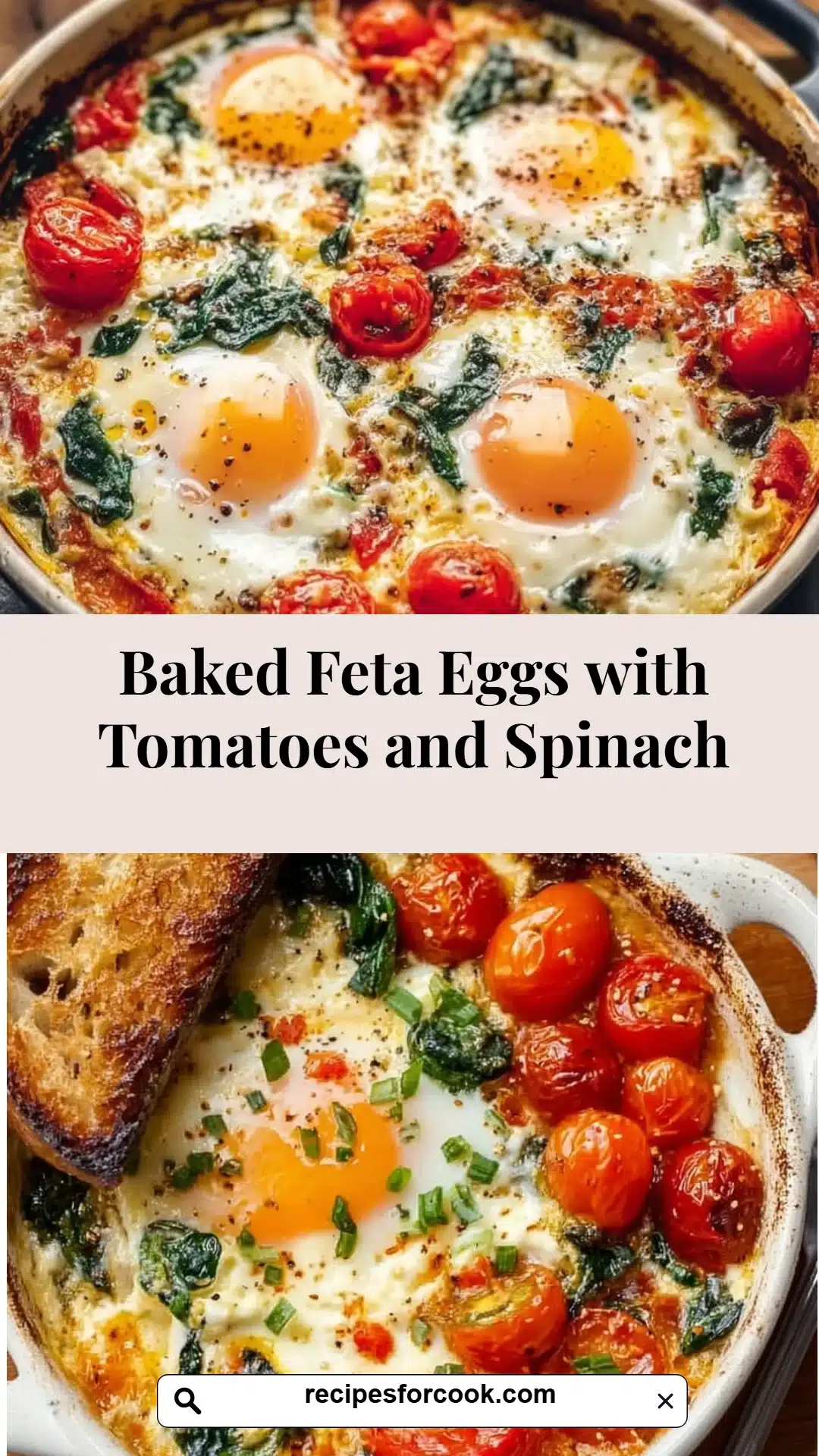Baked Feta Eggs with Tomatoes and Spinach 5 Baked Feta Eggs with Tomatoes and Spinach