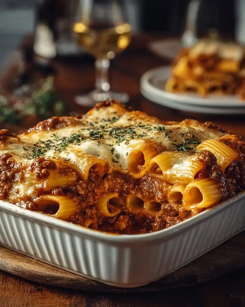 Baked Rigatoni 4 Baked Rigatoni Stuffed with Beef Ragu & Mozzarella