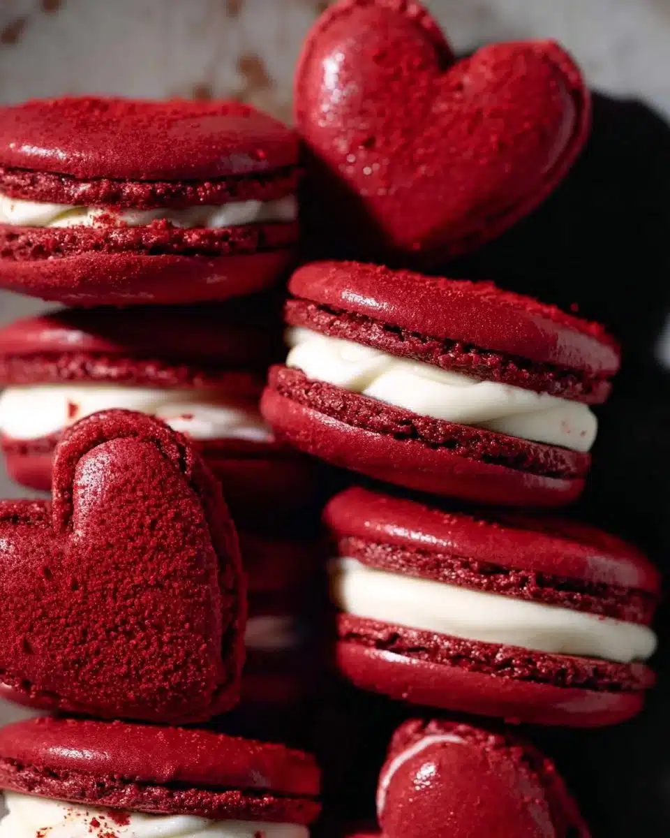 Best 11 Valentine’s Day Cookie Recipes for a Sweet Celebration 2 Red Velvet Macarons with Mascarpone Frosting
