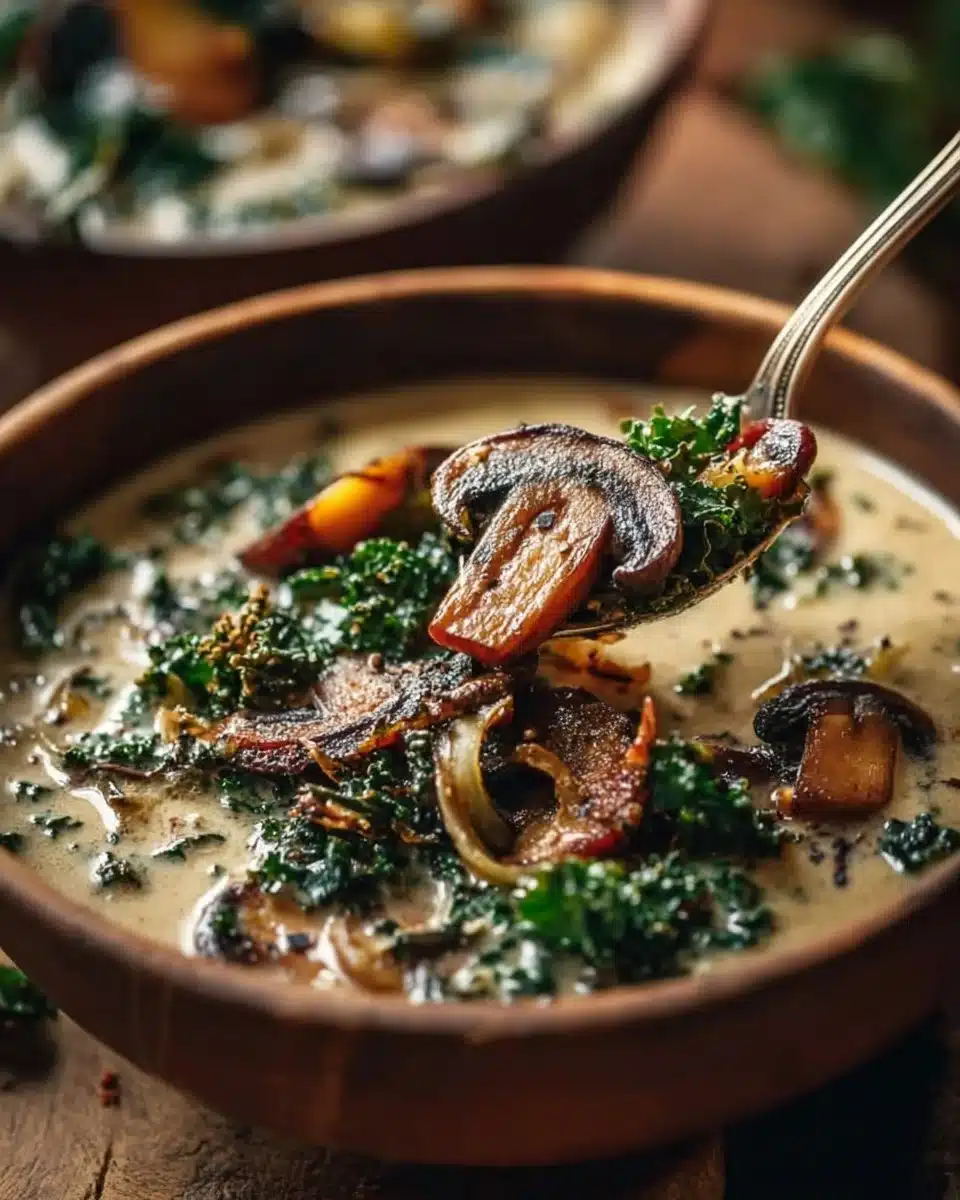 Comforting Wild Mushroom, Caramelized Onion and Kale Soup 6 Comforting Wild Mushroom, Caramelized Onion and Kale Soup - homefoodkitchen