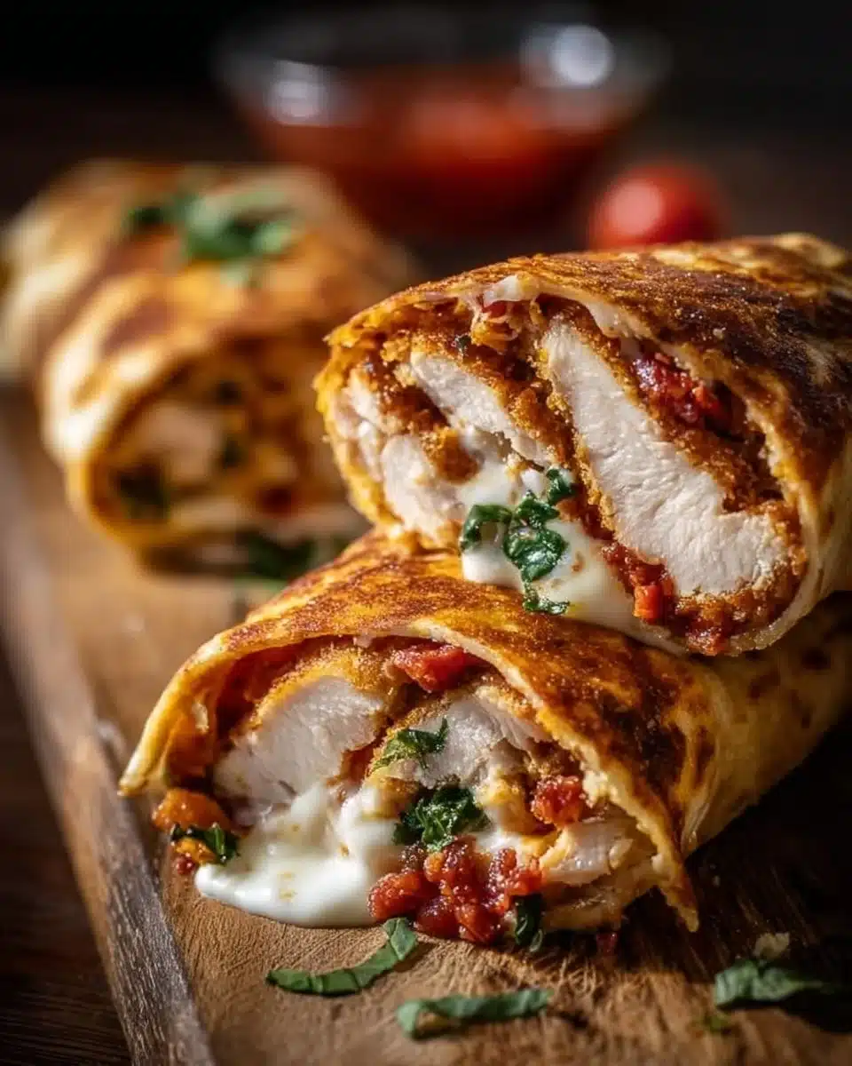 Crispy Air Fryer Chicken & Mozzarella Wraps 4 Crispy Air Fryer Chicken & Mozzarella Wraps