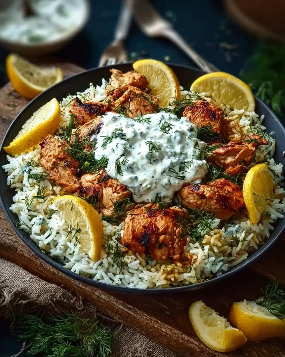 Dump and Bake Chicken Tzatziki Rice