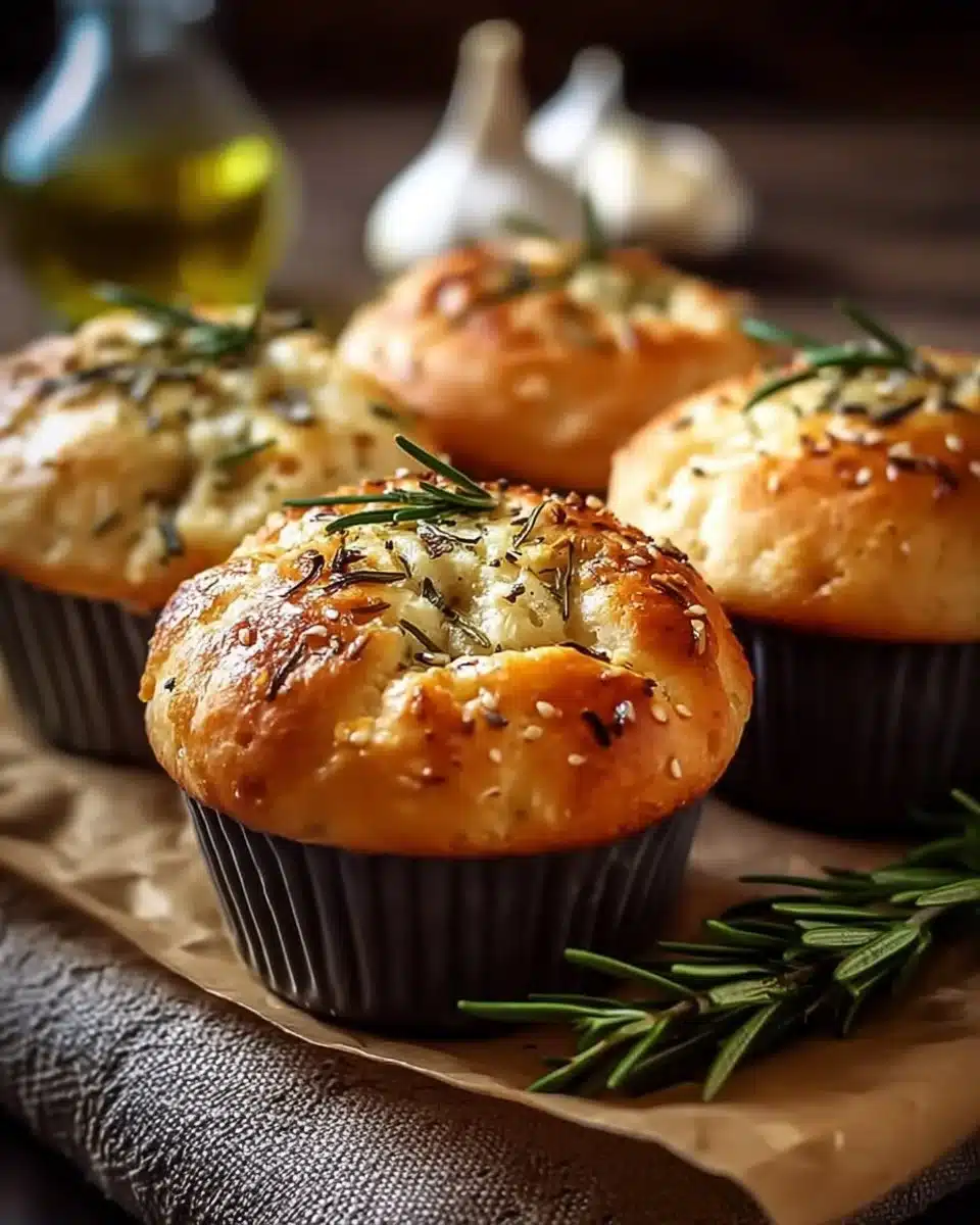 Easy Garlic Rosemary Focaccia Muffins 6 Easy Garlic Rosemary Focaccia Muffins