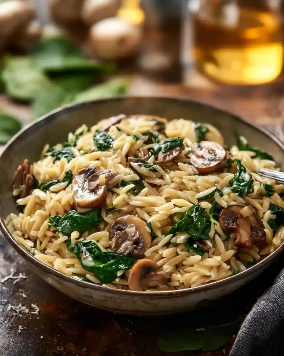 Garlic Butter Orzo with Mushrooms and Spinach 6 Garlic Butter Orzo with Mushrooms and Spinach