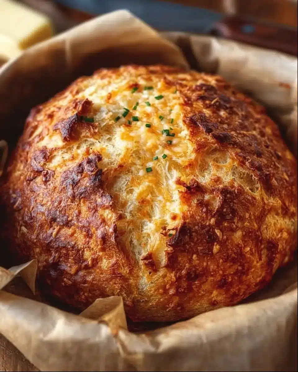 Irresistibly Cheesy No-Knead Cheddar Bread 6 No Knead Cheddar Bread in the Dutch Oven