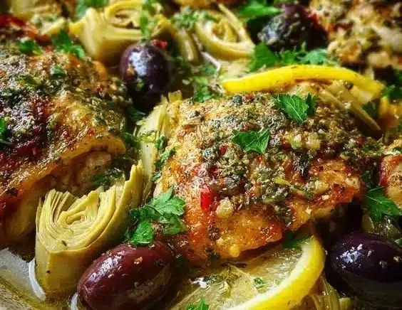 Lemon Chicken with Artichokes and Olives 6 Mediterranean Lemon Chicken with Artichokes & Olives