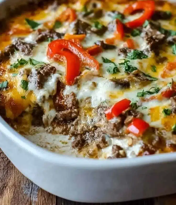 Low Carb Philly Cheesesteak Casserole 4 Low Carb Philly Cheesesteak Casserole