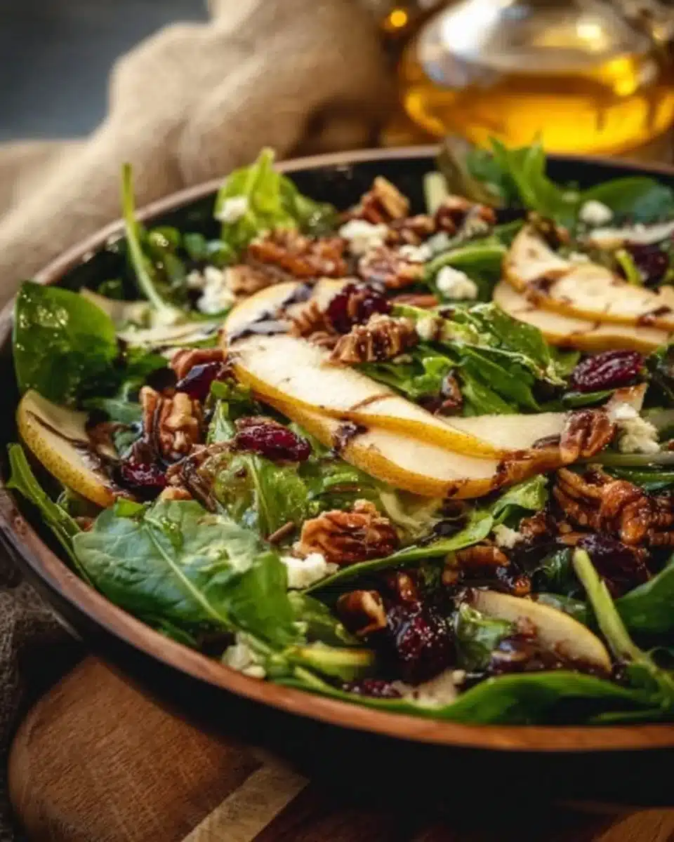 Pear and Candied Pecan Salad with Balsamic Vinaigrette 6 Pear and Candied Pecan Salad With Balsamic Vinaigrette