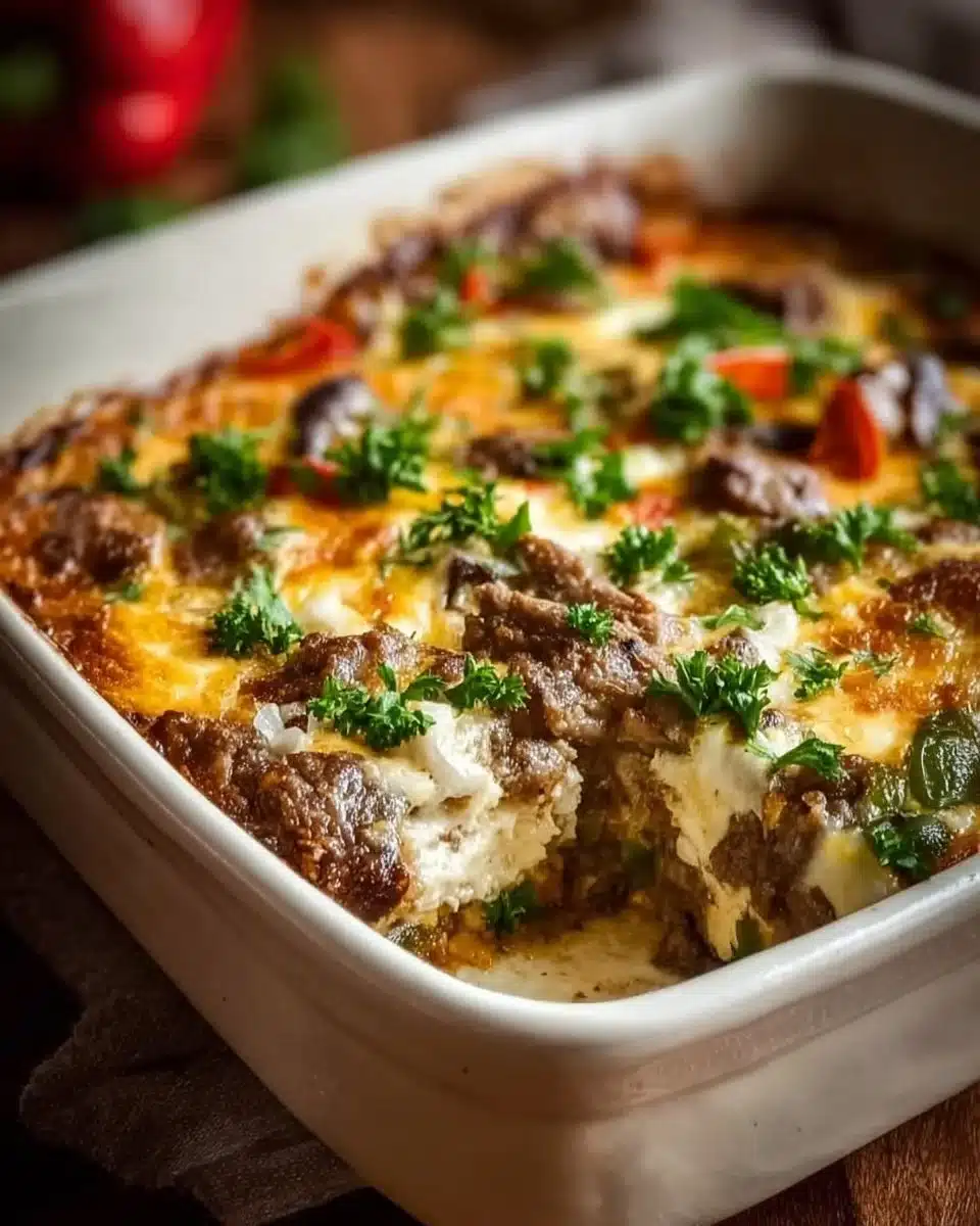 Philly Cheesesteak Casserole 6 Low Carb Philly Cheesesteak Casserole