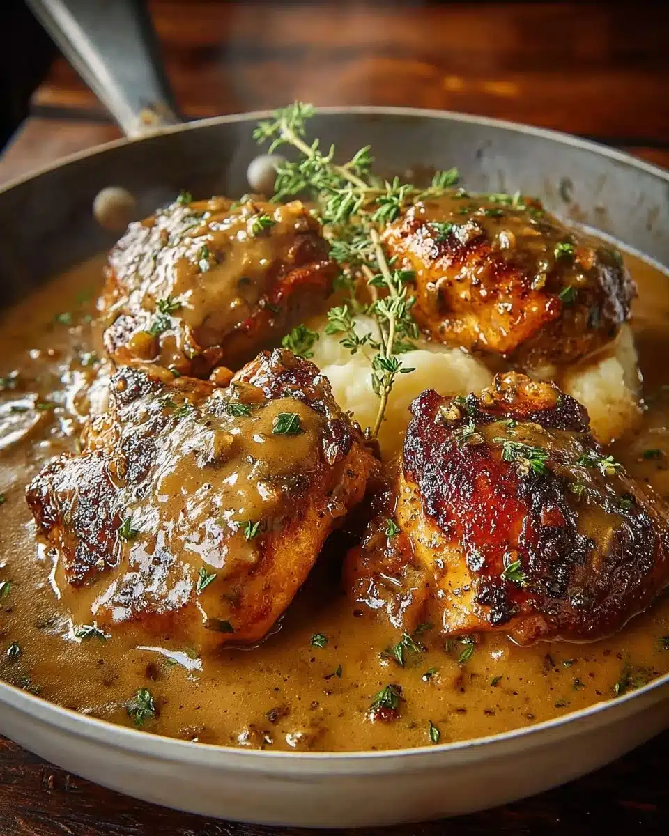 Smothered Chicken Thighs in Creamy Gravy 4 Smothered Chicken Thighs Gravy