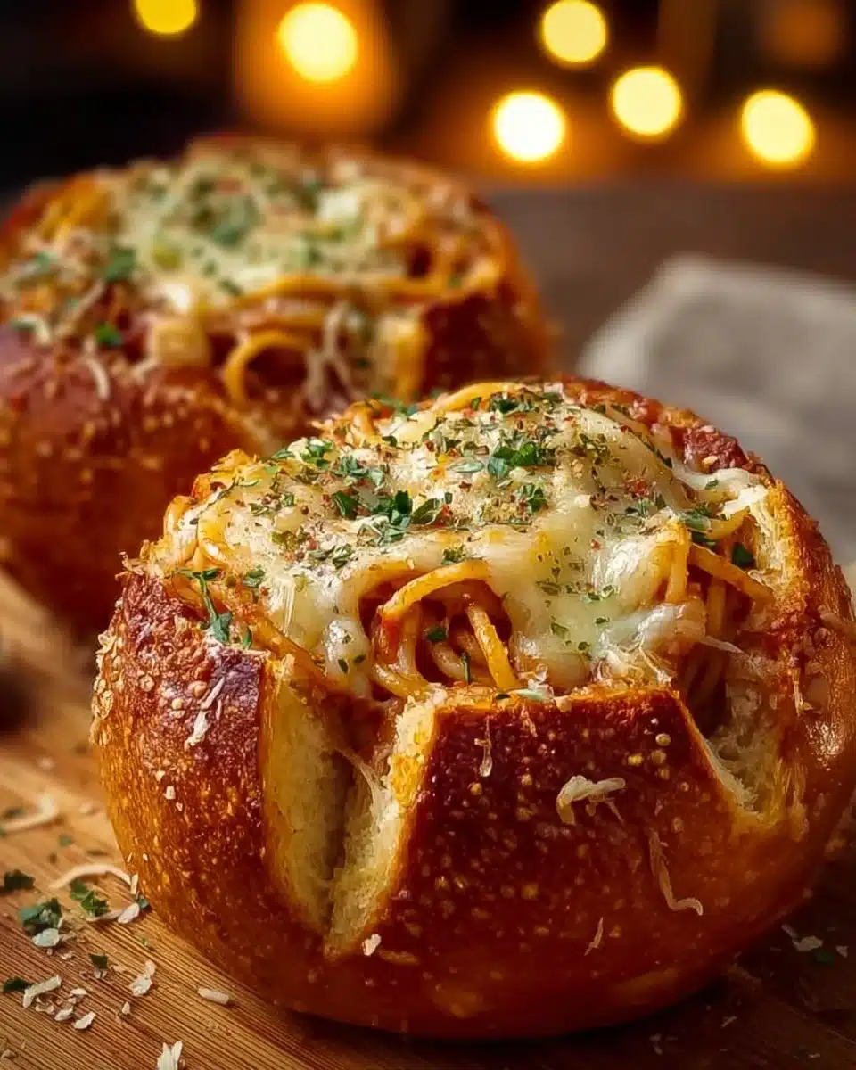 Spaghetti Garlic Bread Bowls 4 Spaghetti Garlic Bread Bowls