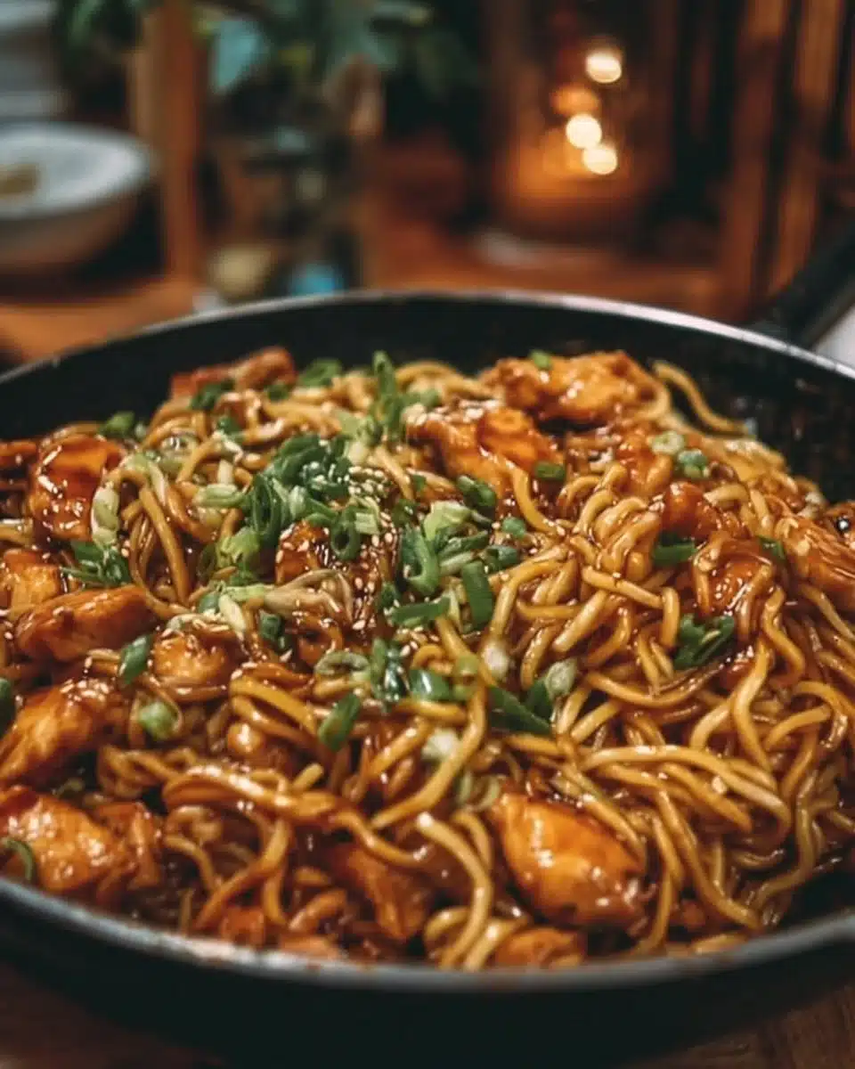 Sticky Garlic Chicken Noodles 4 Sticky Garlic Chicken Noodles Recipe