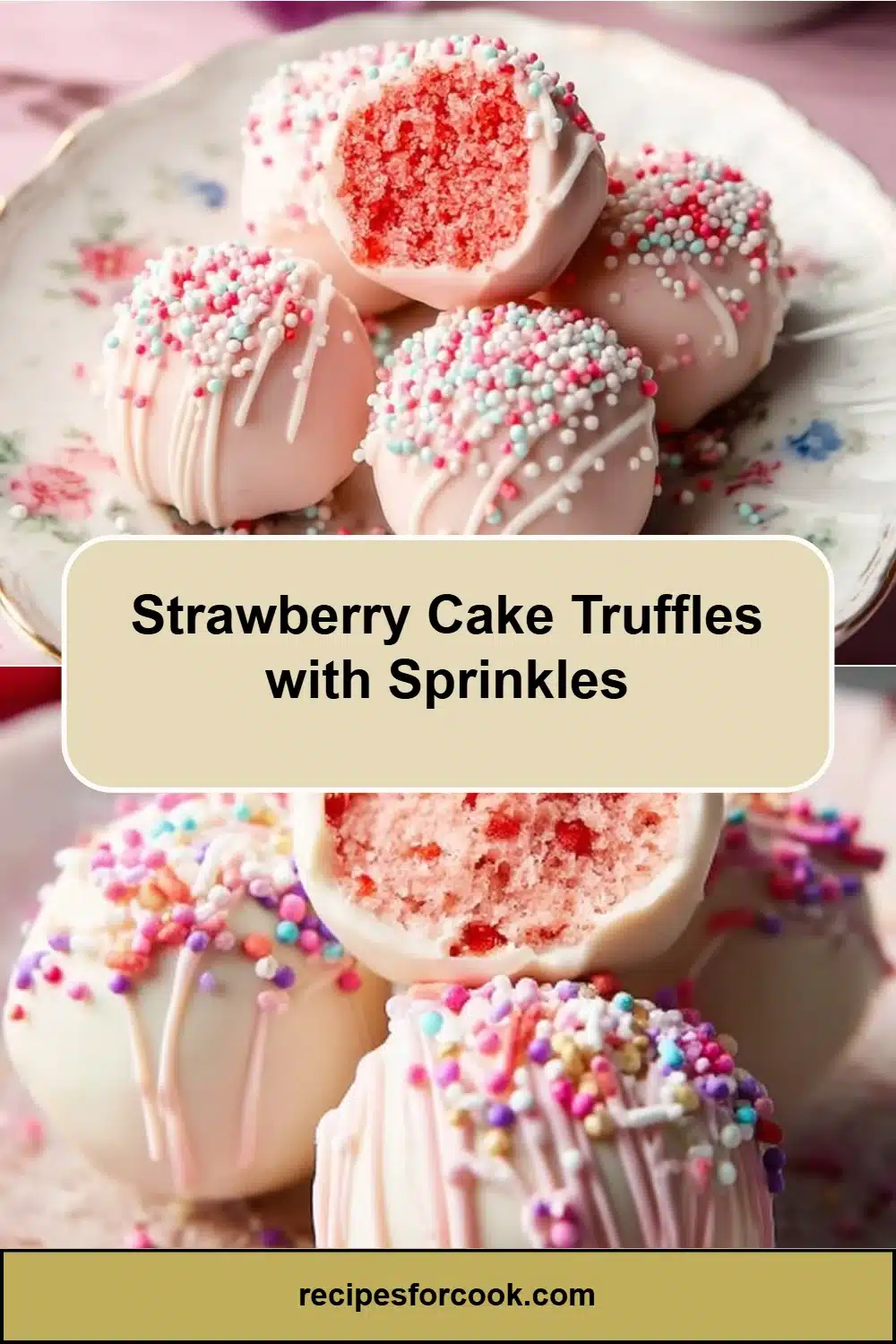 Strawberry Cake Truffles with Sprinkles 5 Strawberry Cake Truffles with Sprinkles
