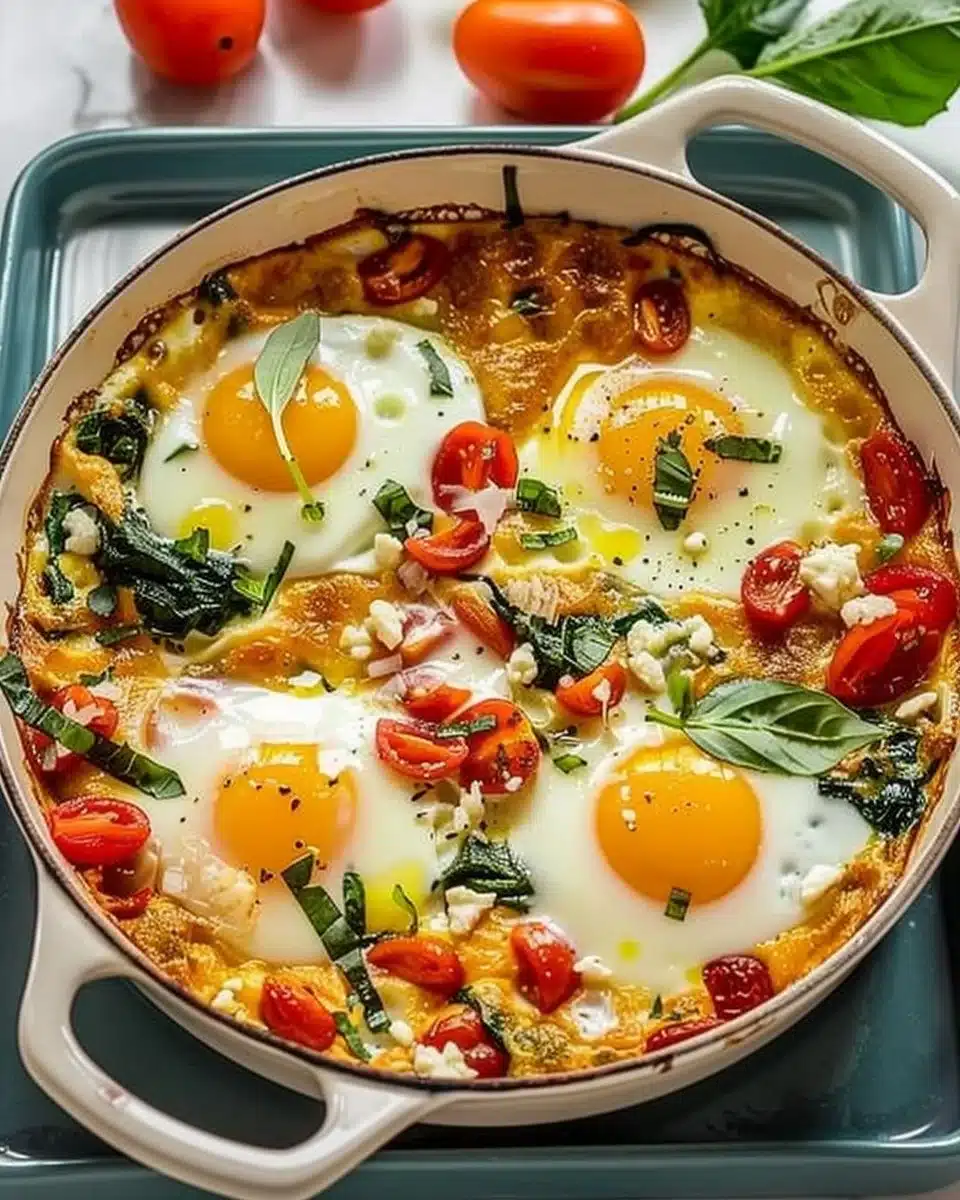 Baked Feta Eggs with Tomatoes and Spinach 6 Baked Feta Eggs with Tomatoes and Spinach