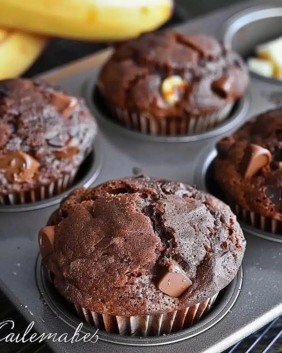 Banana Chocolate Muffins - 3 Ingredients 6 Banana Chocolate Muffins - 3 Ingredients