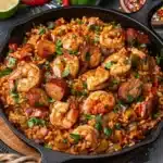 Classic Mardi Gras Jambalaya 10 Bowl of classic Mardi Gras Jambalaya with colorful ingredients and spices.