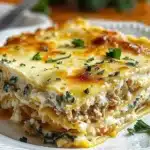 Creamy White Keto Lasagna 11 Creamy white keto lasagna with zucchini and cheese layers