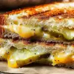 Crispy Dill Pickle Grilled Cheese Sandwich 8 Crispy dill pickle grilled cheese sandwich with melted cheese and pickles