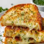 Garlic Bread Grilled Cheese 35 Delicious Garlic Bread Grilled Cheese sandwich with golden, crispy edges.