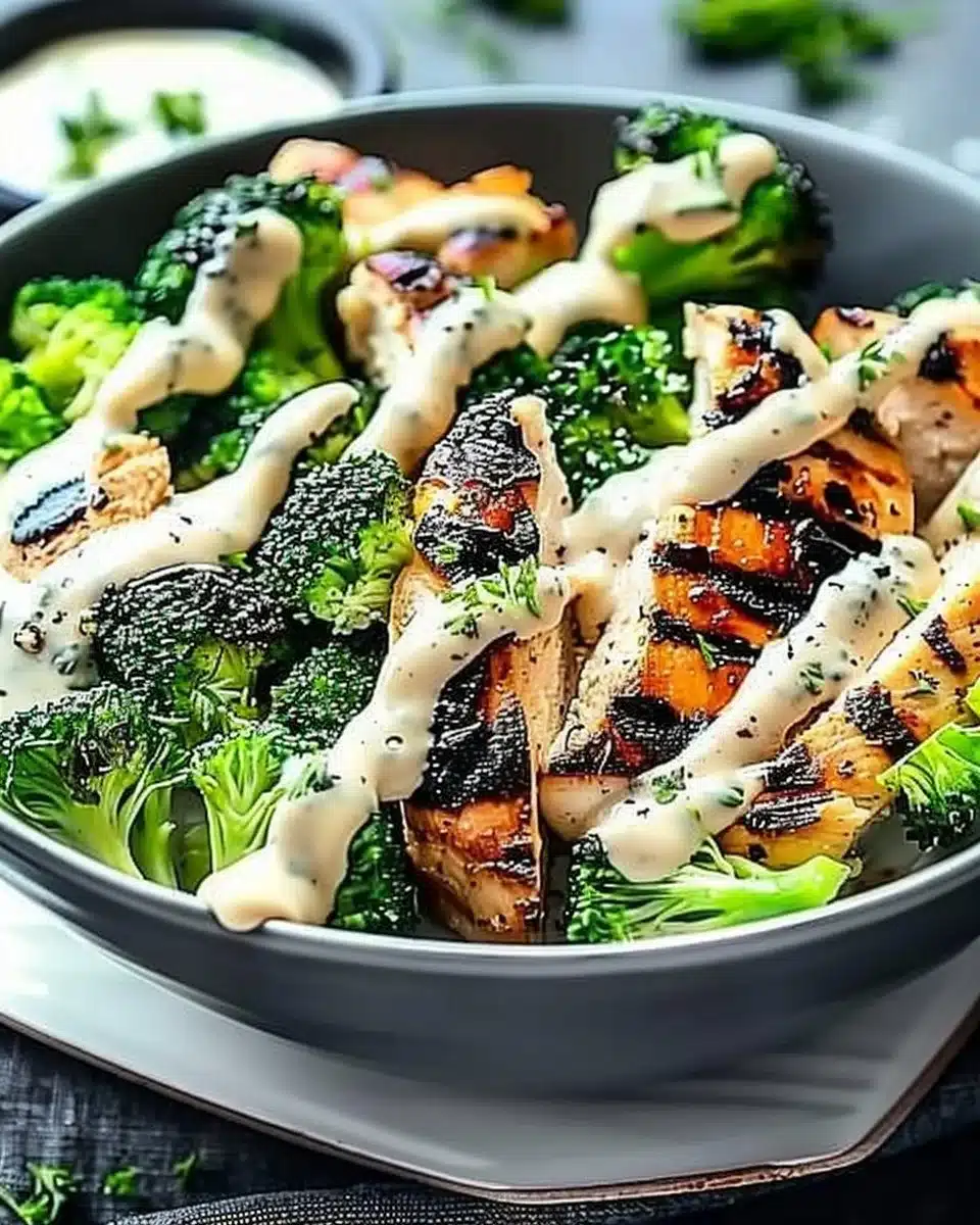 Grilled Chicken & Broccoli Bowls 6 How to Make Grilled Chicken & Broccoli Bowls with Creamy Garlic Sauce